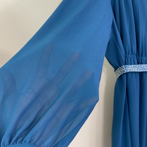 H&M Mama Teal Chiffon Dress with Embellished Belt - Picture 11 of 12